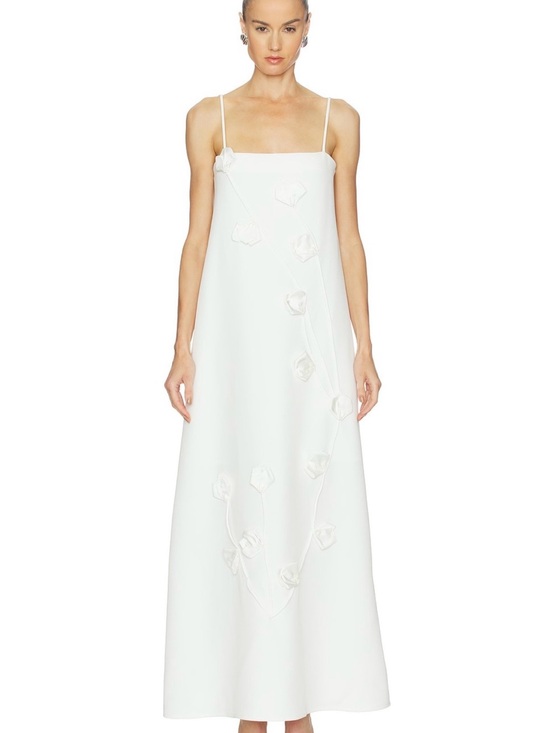 Elliatt Dresses & Skirts - Elliatt White Maxi Slip Dress with Floral Appliqués